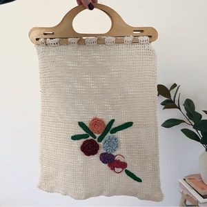 Vintage Crocheted Flower Tote